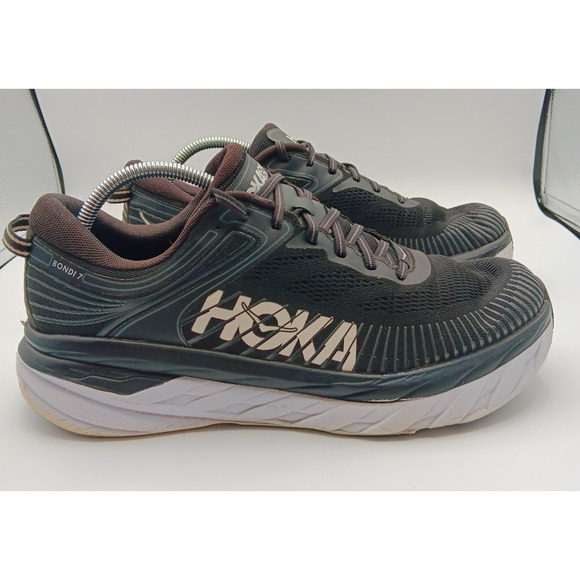 Hoka One One Bondi 7 Sneakers Men 11.5 Black Athletic Running Shoes Logo 1110518 - Picture 1 of 14